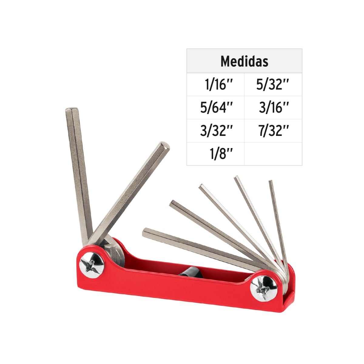 Juego de 7 llaves allen hexagonales tipo navaja Truper 155603