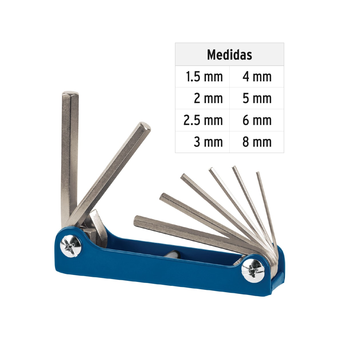 Juego de 8 llaves allen hexagonales tipo navaja Truper3