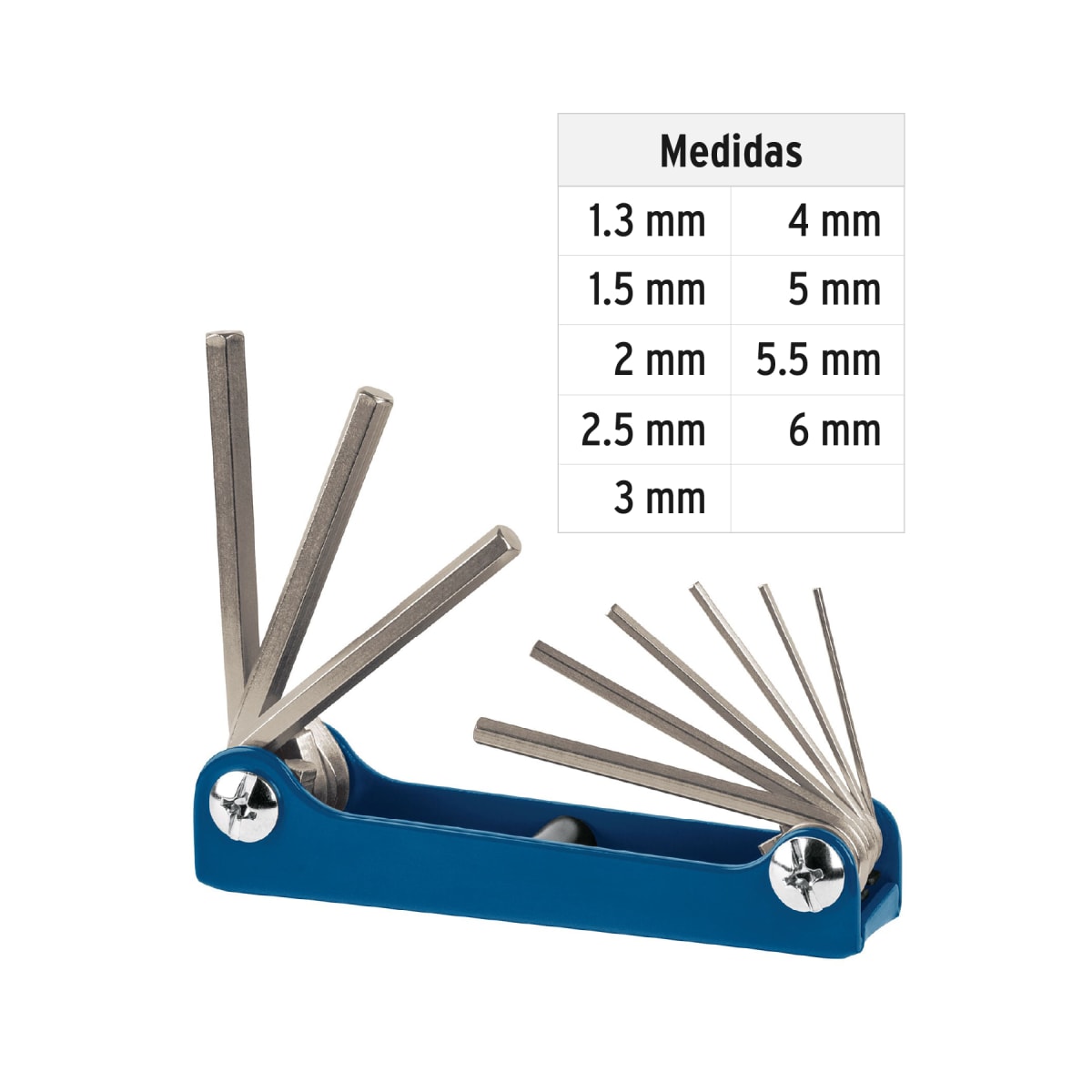 Juego D 9 Llaves Allen Tipo Navaja Cuerpo Lámina Milimétrico Truper 155633