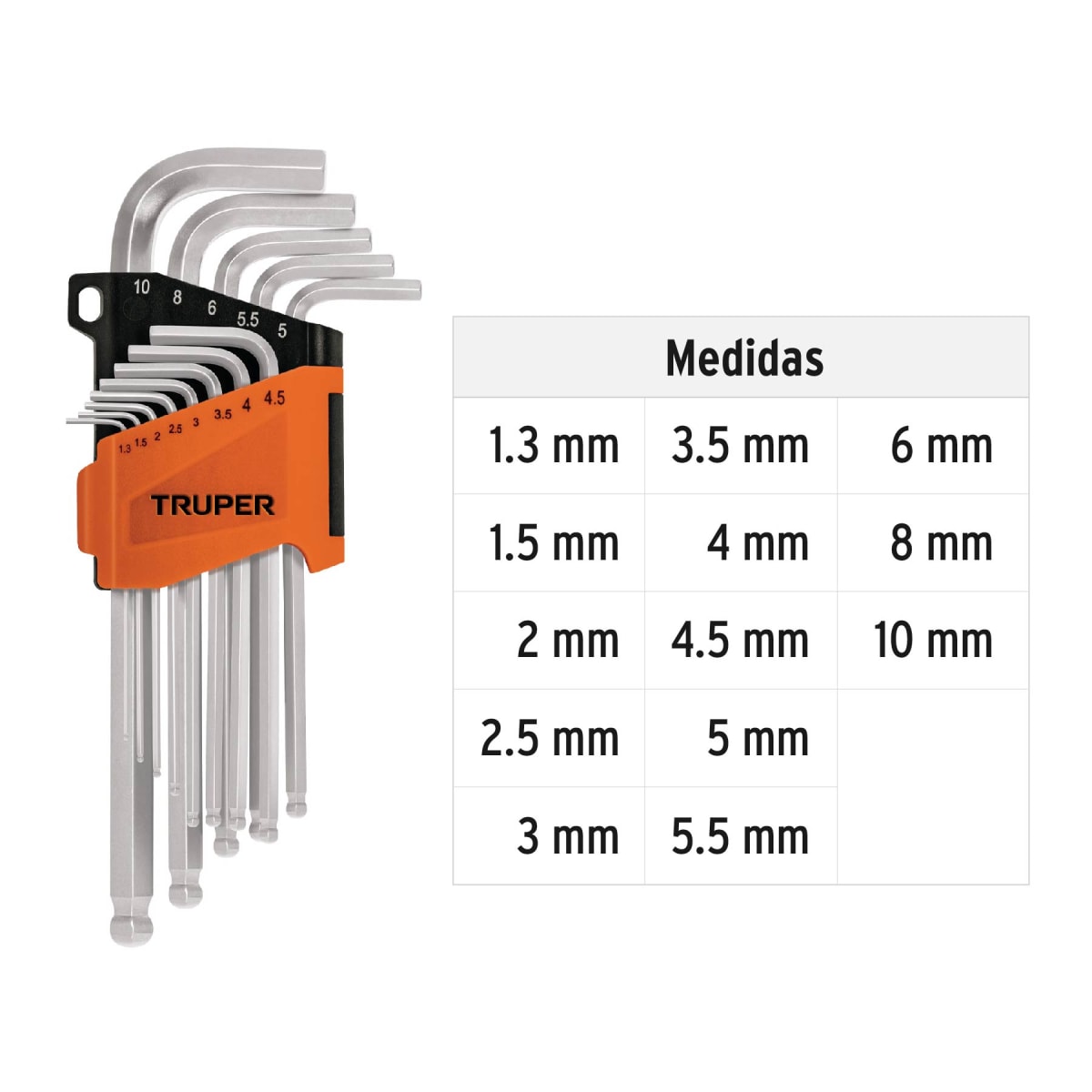 Juego De 13 Llaves Allen Largas y Punta De Bola En Mm Truper 136463