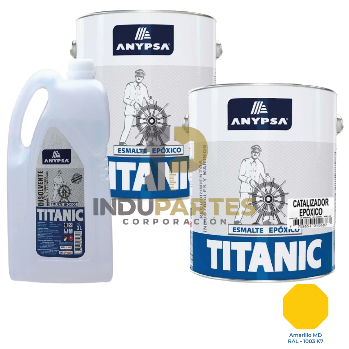 Pintura Epóxica Titanic Amarillo MD-1003 K7 Disolvente / Catalizador 0