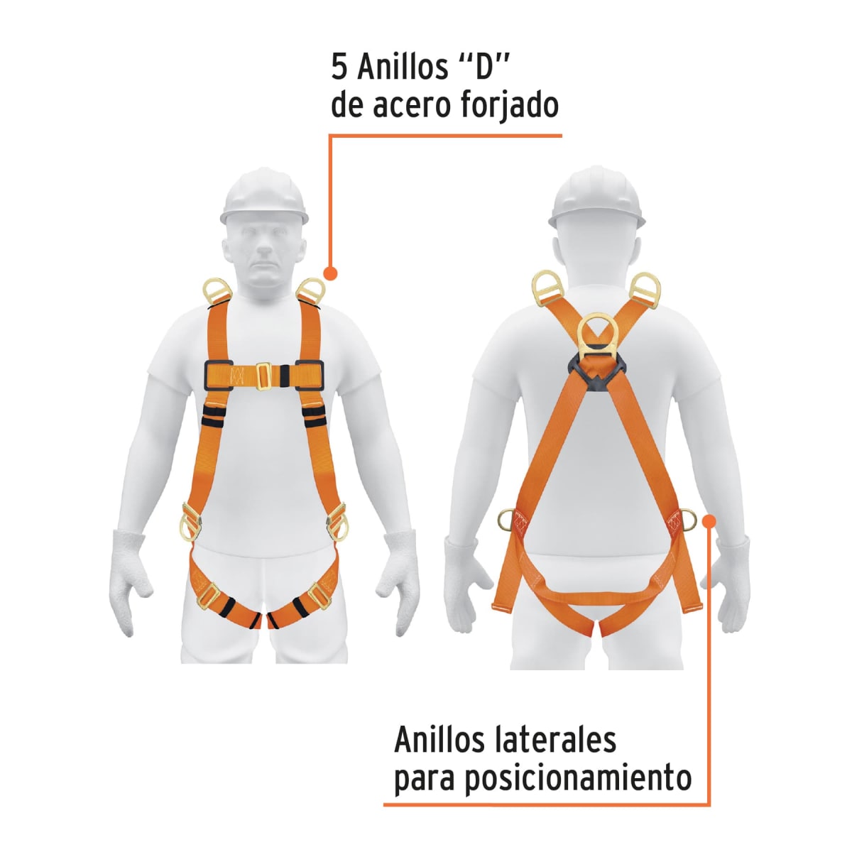 Arnés De Cuerpo Completo De 5 Anillas y 3 Hebillas Truper 144342