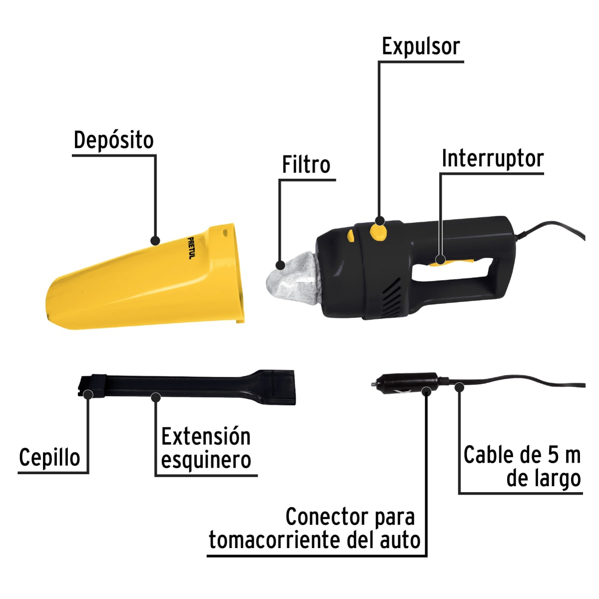 Aspiradora para auto 12 V 22090 Pretul2