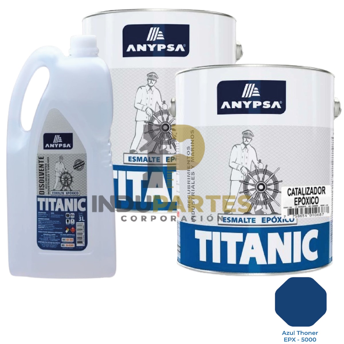 Pintura Epóxica Titanic Azul thoner EPX-5000 K7 Disolvente / Catalizador 0
