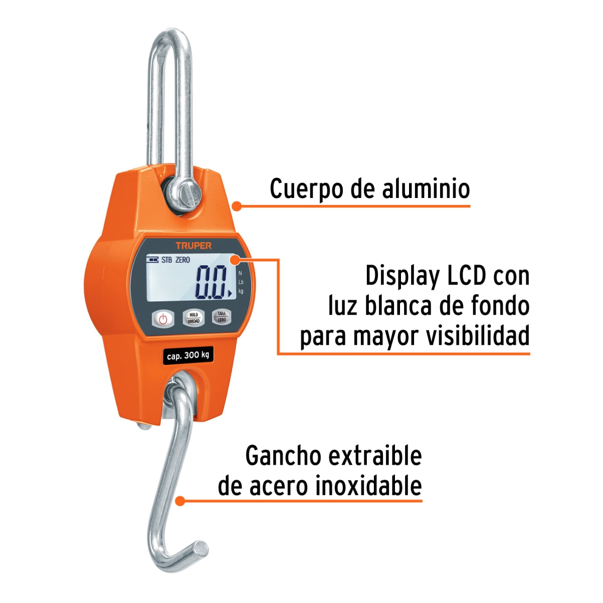 Balanza Electrónica Colgante 300 Kg Truper 1007882