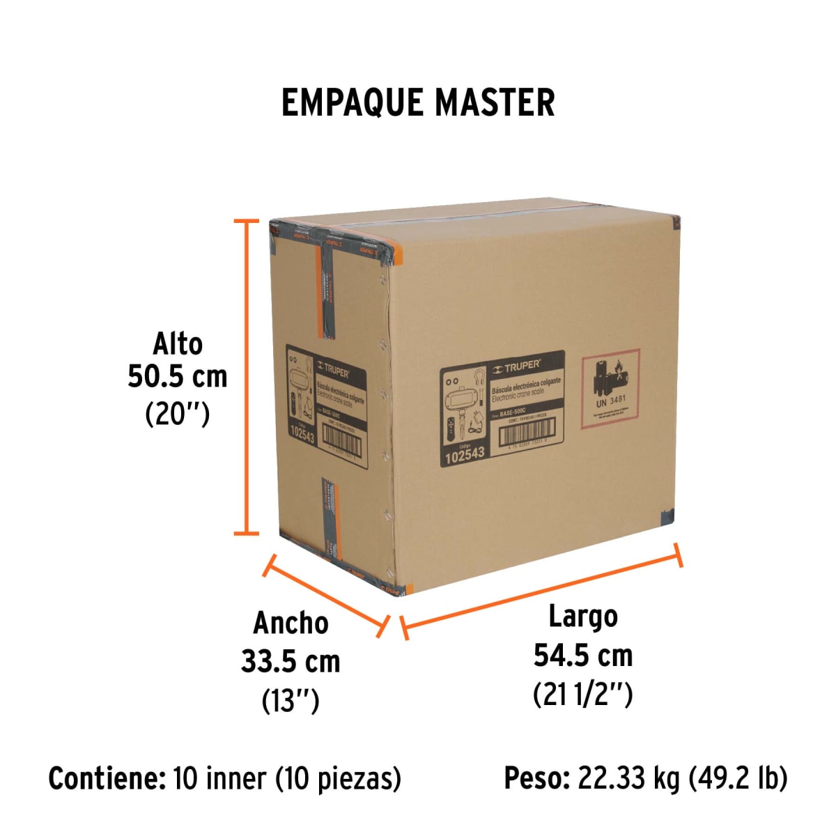 Balanza Electrónica Recargable Tipo Colgante 500 Kg Truper 1025434