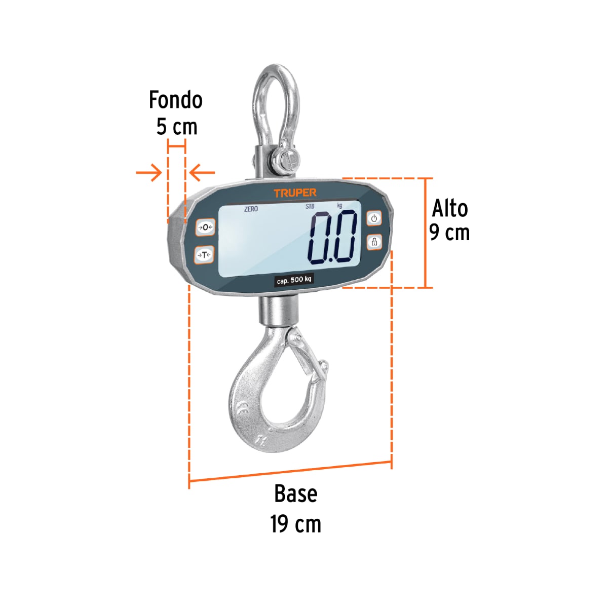 Balanza Electrónica Recargable Tipo Colgante 500 Kg Truper 1025433