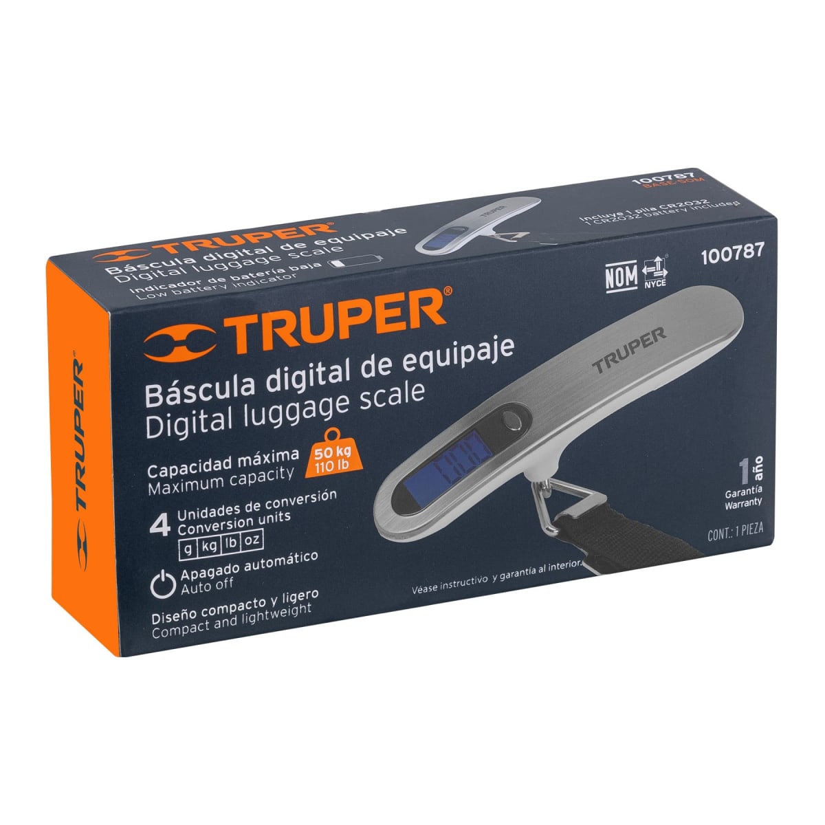 Balanza Electrónica Para Maleta 50 kg Truper 1007874