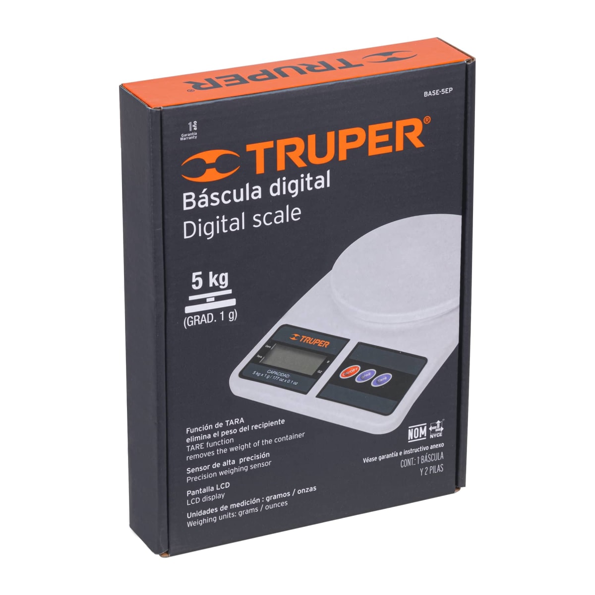 Balanza Digital Base Plástica Para Cocina 5kg Truper 151614