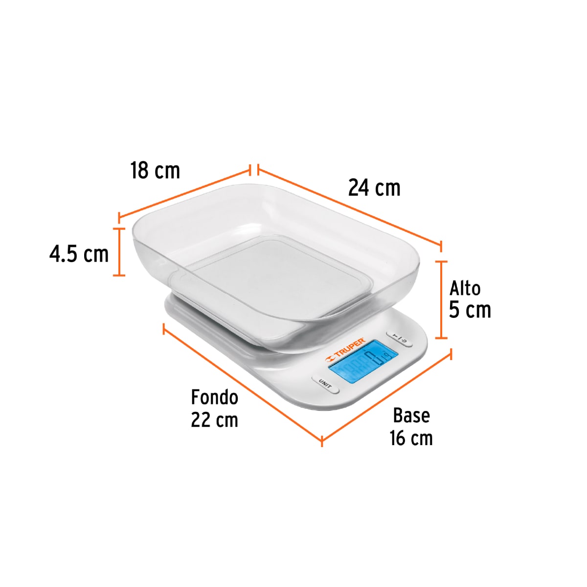 Balanza Digital  Para Cocina Con Tazón 5 Kg Truper 1024212