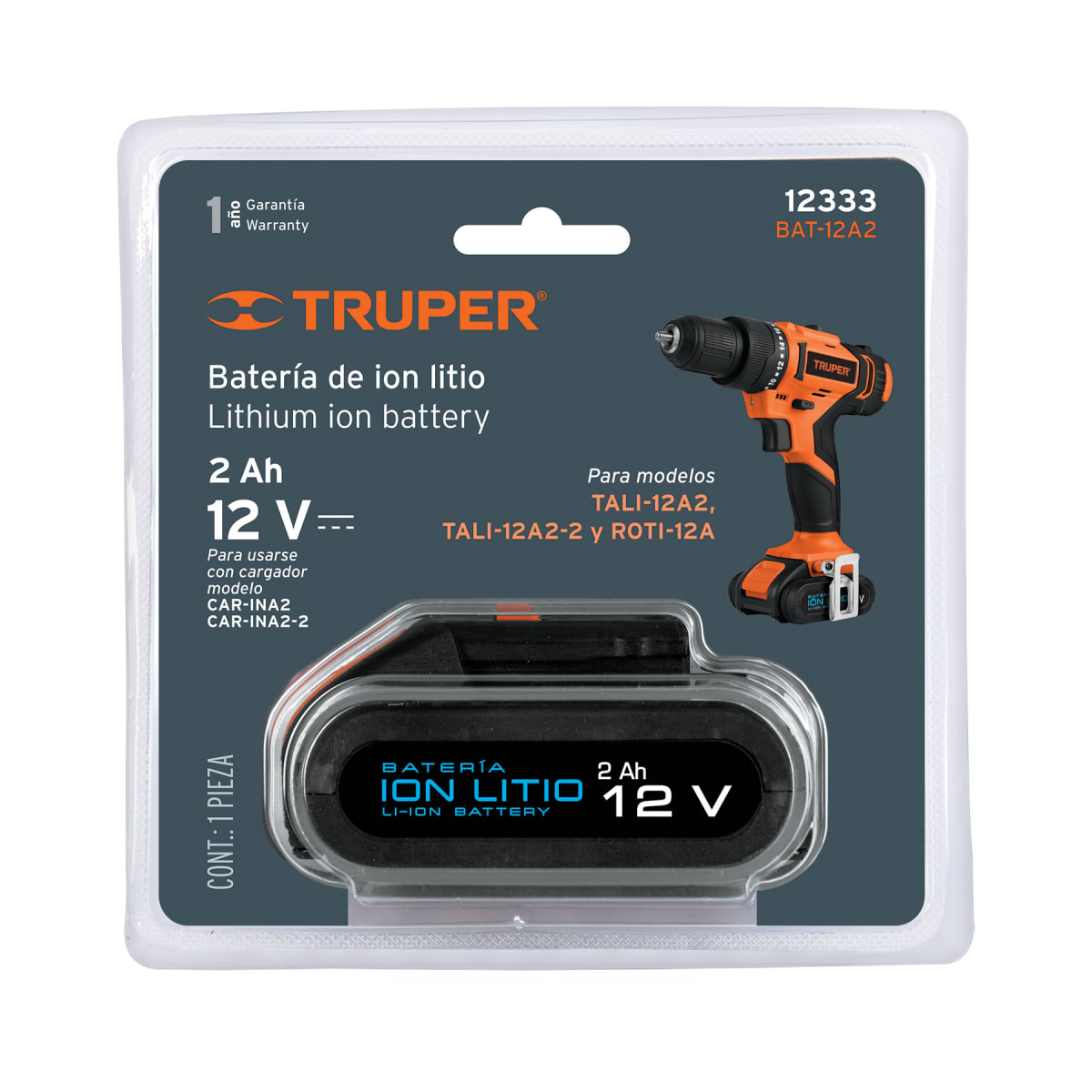 Batería ión Litio 12 V para taladro TALI-12A2 Truper3