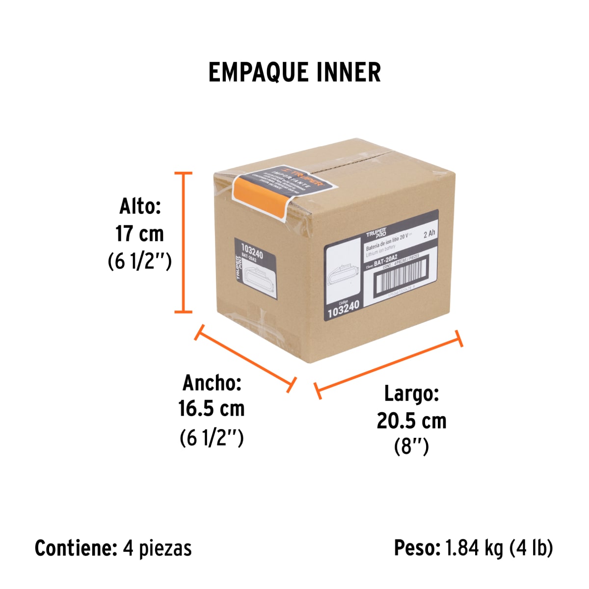 Batería Truper Pro De Ion Litio 20V 2Ah Truper 1032404