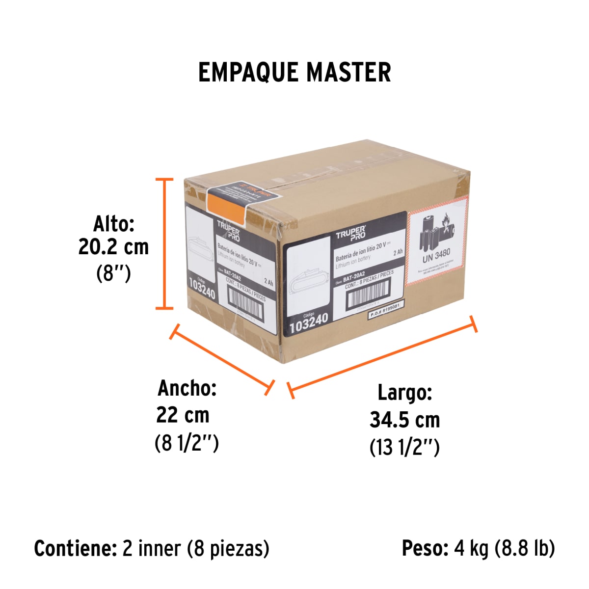 Batería Truper Pro De Ion Litio 20V 2Ah Truper 1032406