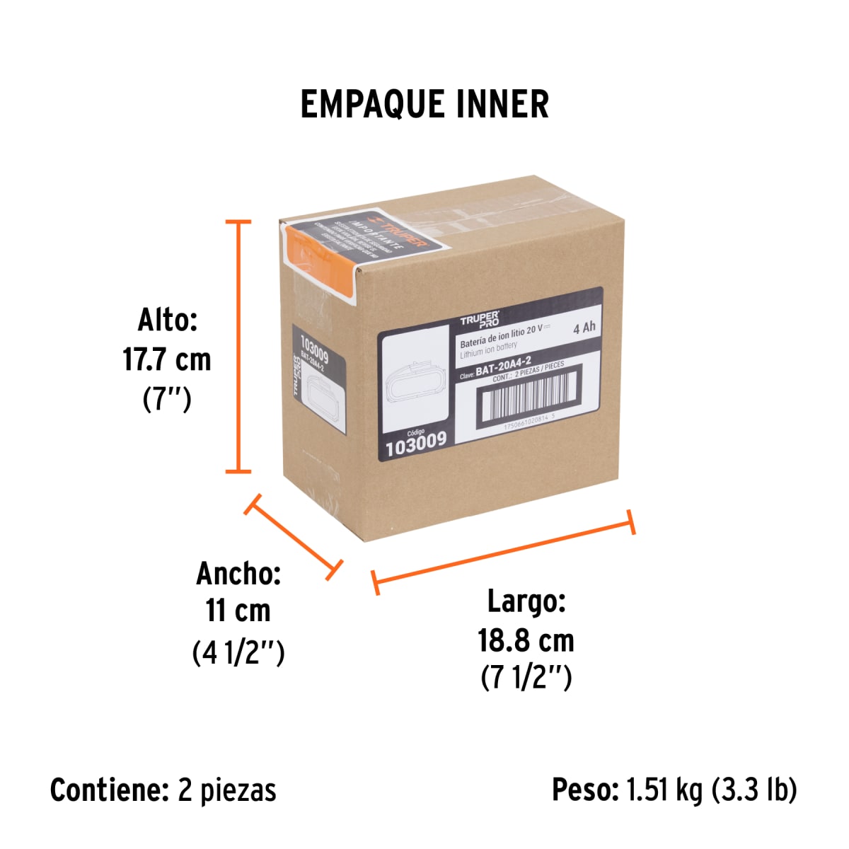 Batería Truper Pro De Ion Litio 20V 4Ah Truper 1030093