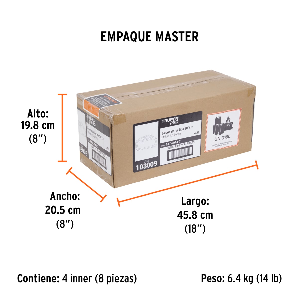 Batería Truper Pro De Ion Litio 20V 4Ah Truper 1030095