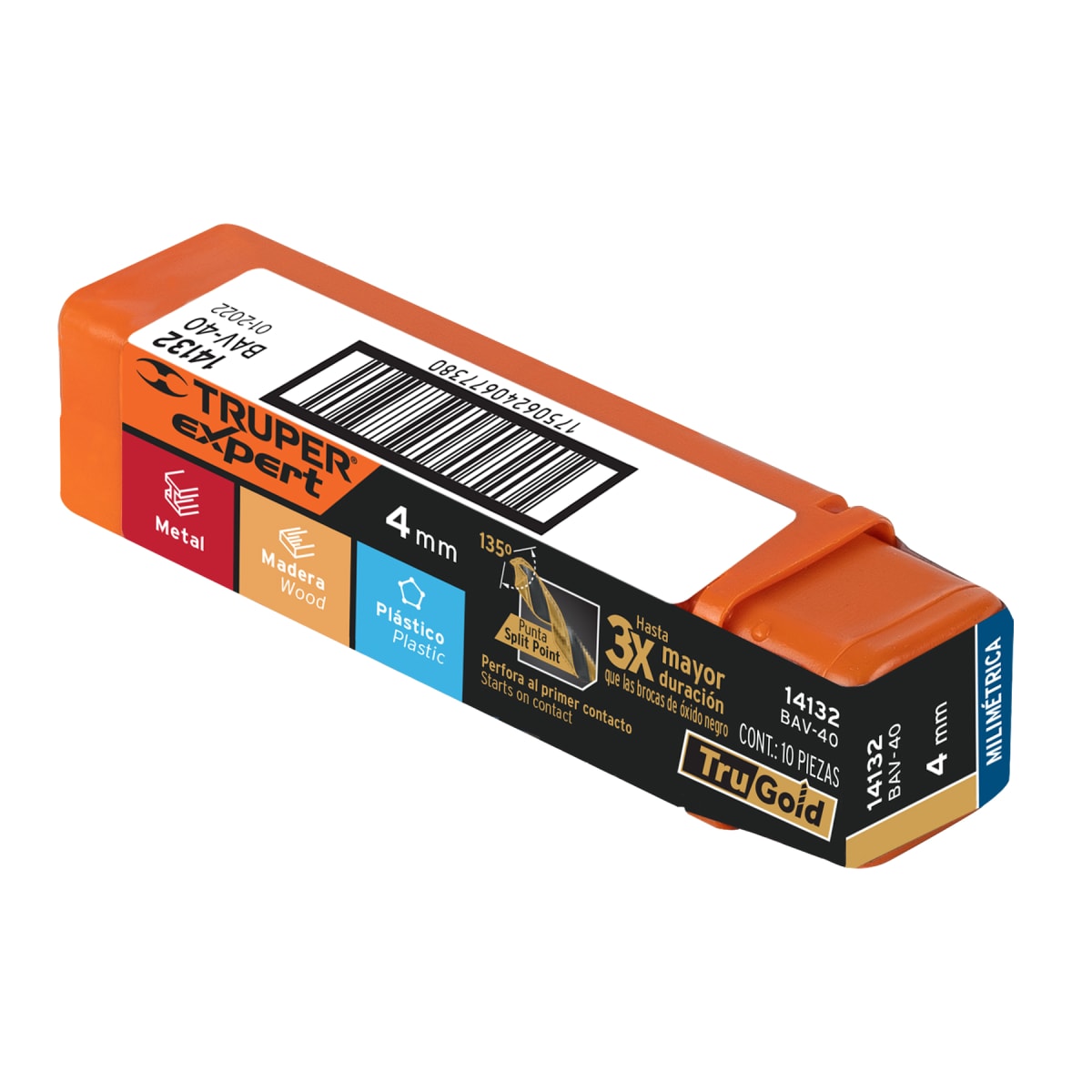 Broca HSS 4 x 80mm para Metal Truper 141324