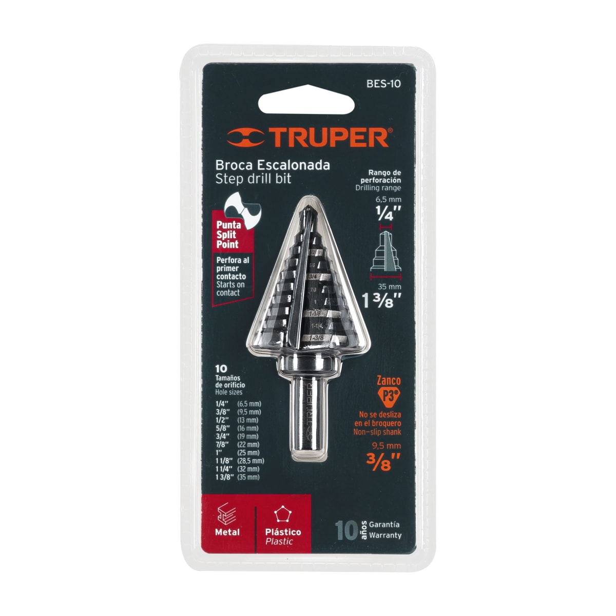 Broca escalonada óxido negro 10 escalones 1/4' - 1 3/8' Truper4