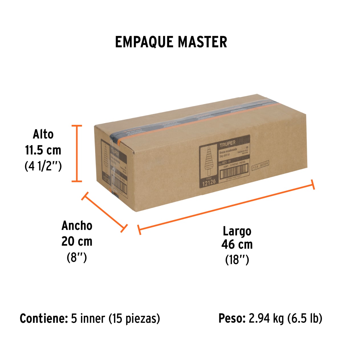 Broca escalonada óxido negro 10 escalones 1/4' - 1 3/8' Truper7