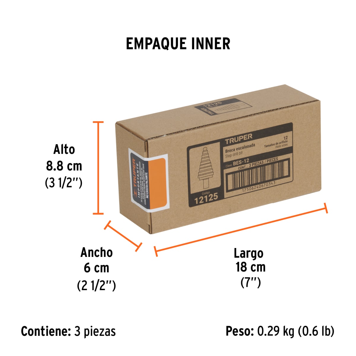 Broca escalonada óxido negro 12 escalones 3/16' - 7/8' Truper5
