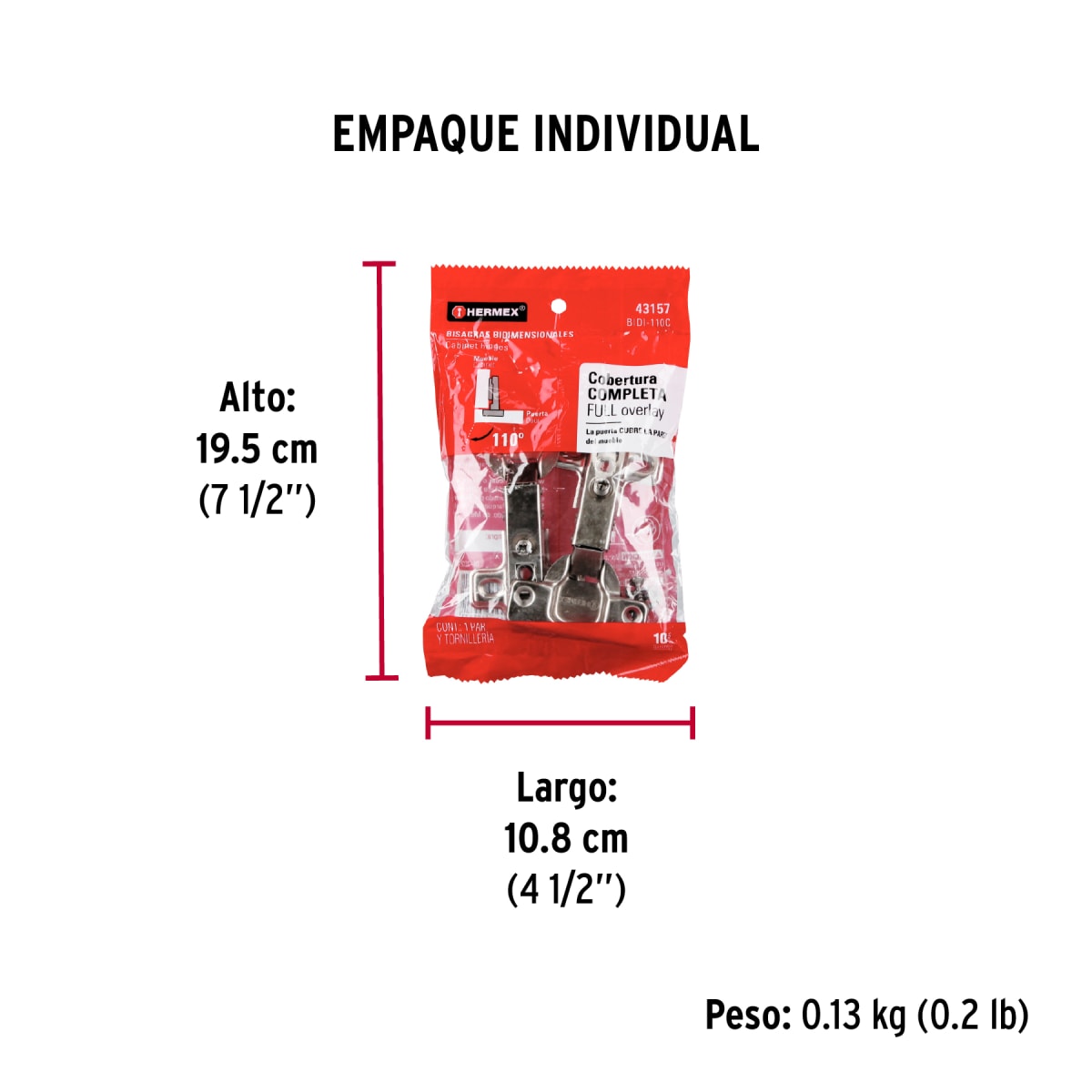 Bisagra Cangrejo Lateral 35 Mm X 2 Unidades Hermex 431575