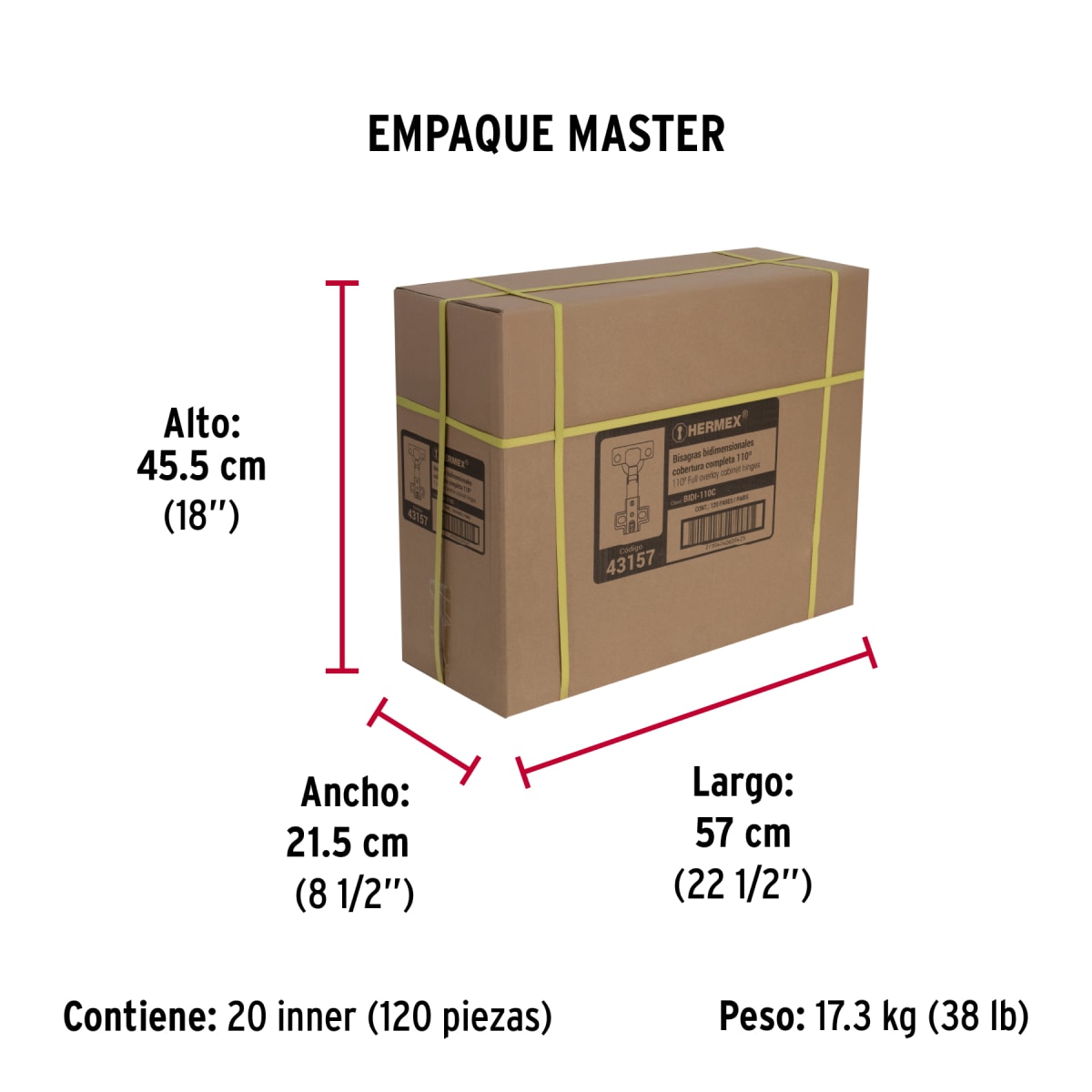 Bisagra Cangrejo Lateral 35 Mm X 2 Unidades Hermex 431577