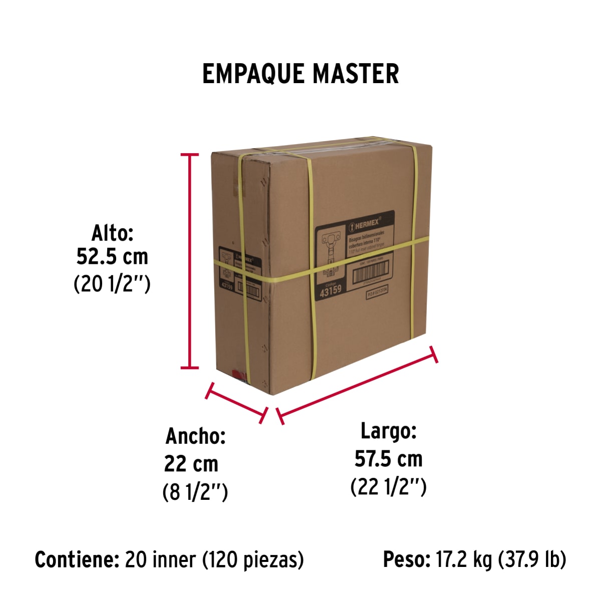 Bisagra Cangrejo Interior 110°Cobertura Completa C/2 43159 Hermex7