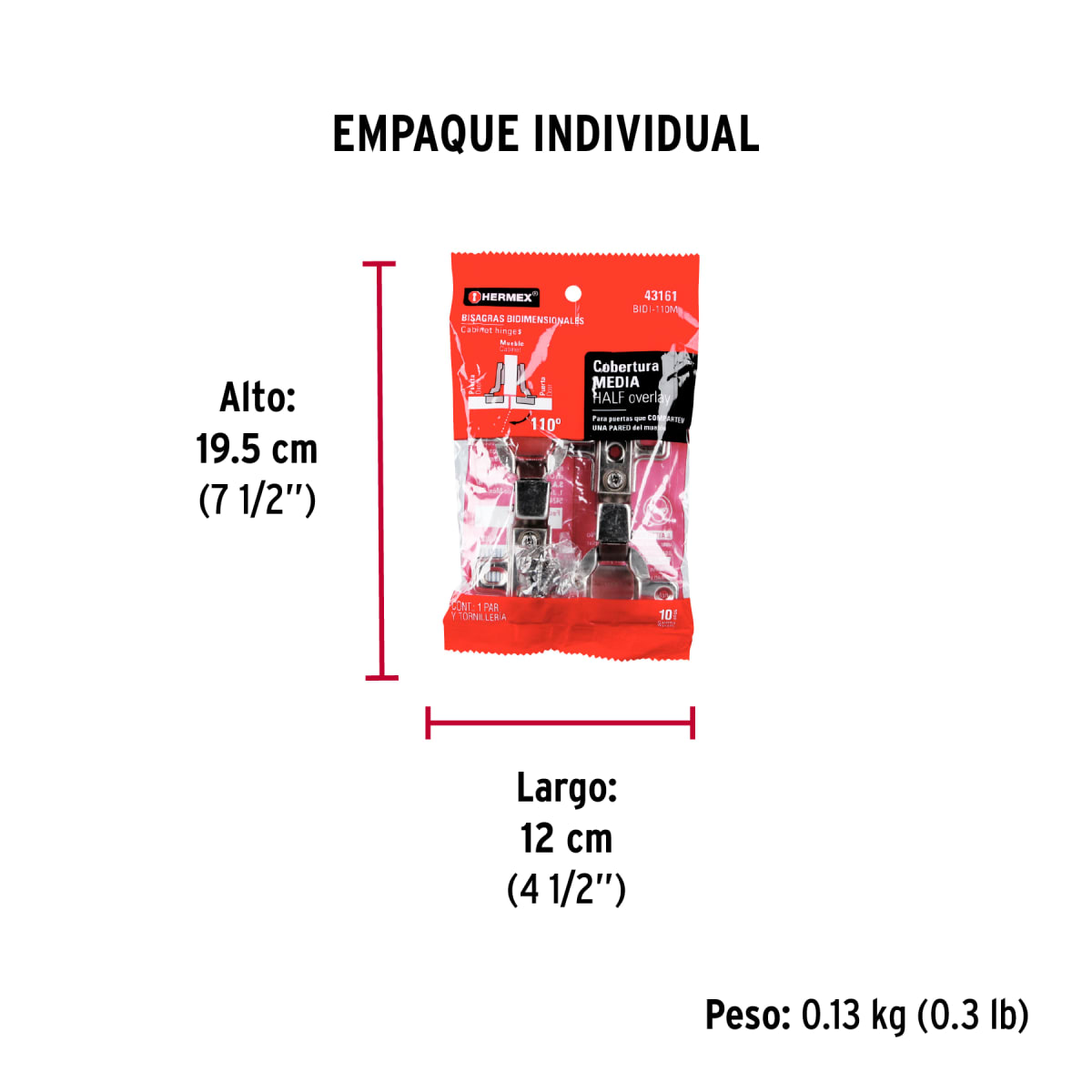 Bisagra Cangrejo Central 110°Cobertura Completa C/2 43161 Hermex5