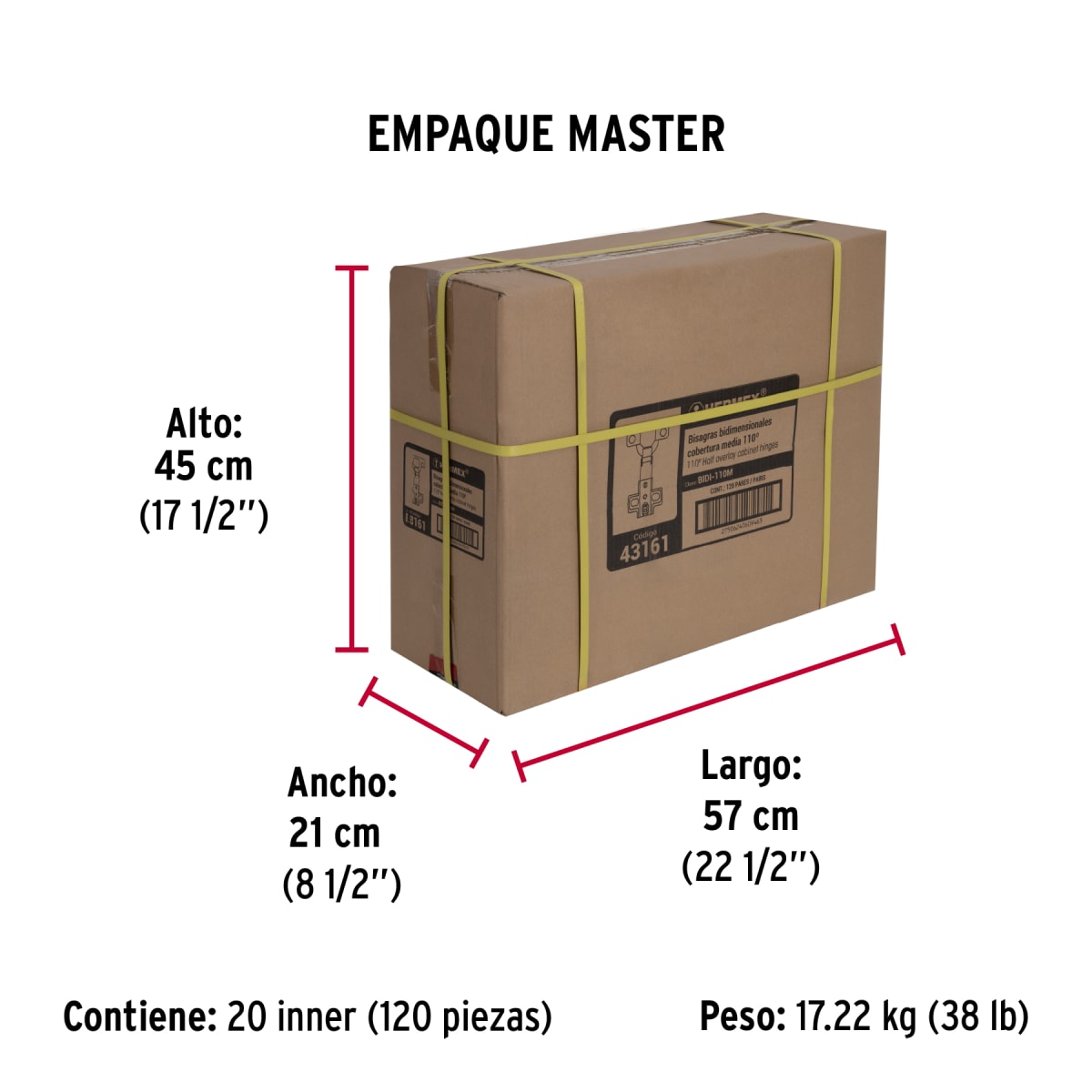 Bisagra Cangrejo Central 110°Cobertura Completa C/2 43161 Hermex7