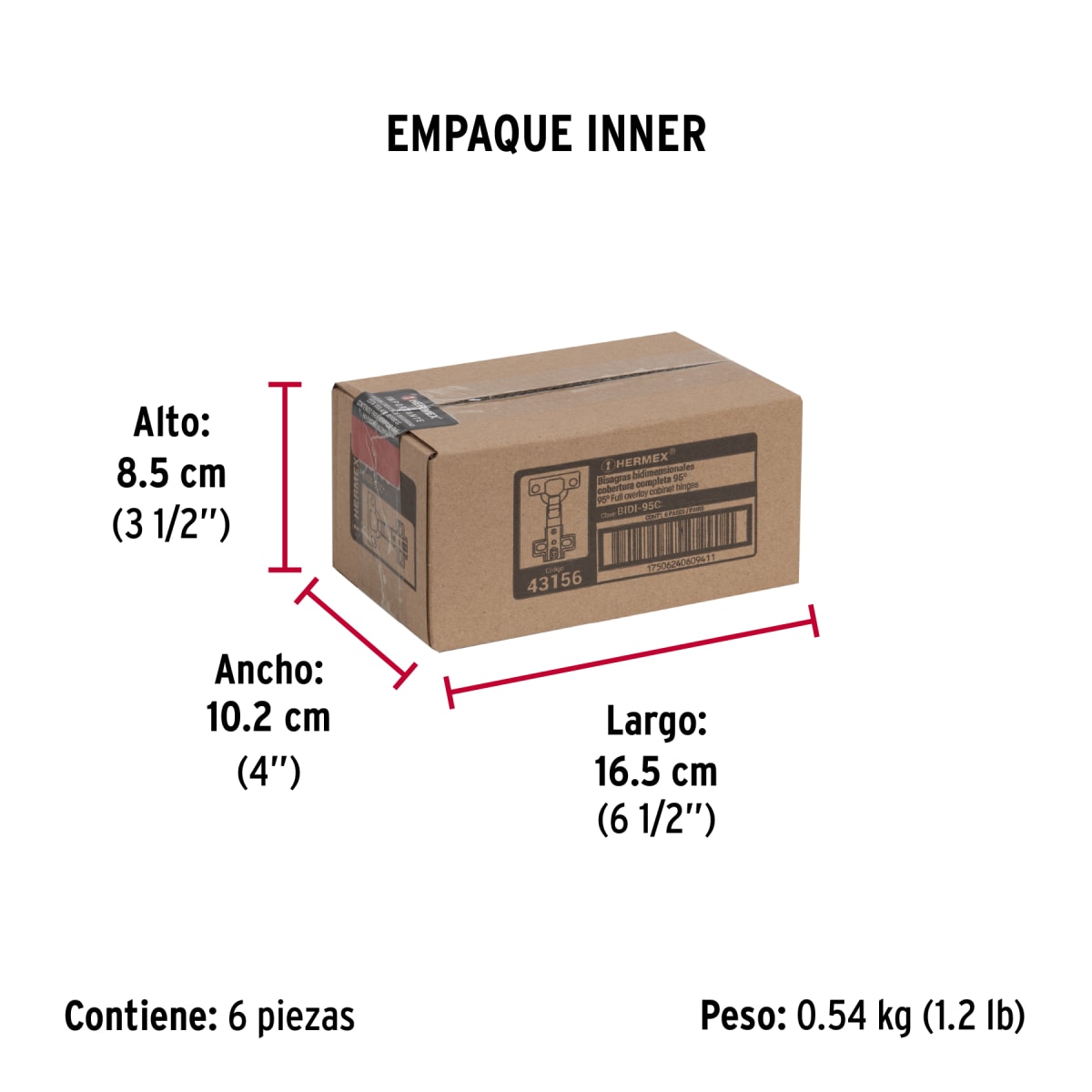 Bisagra Cangrejo Lateral 95°Cobertura Completa C/2 43156 Hermex5