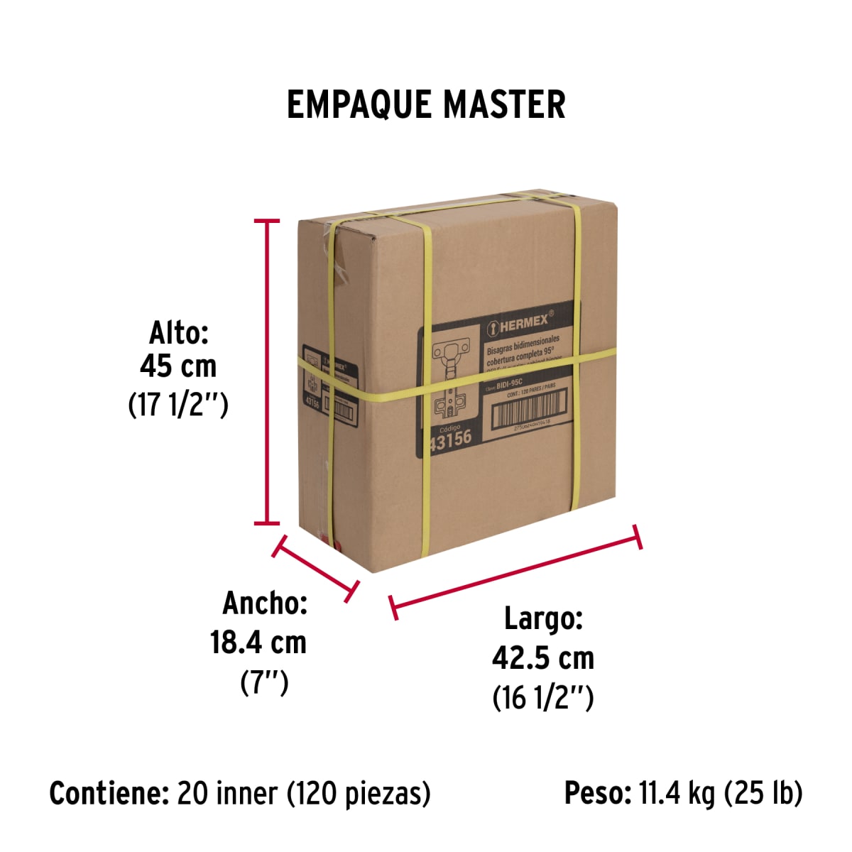 Bisagra Cangrejo Lateral 95°Cobertura Completa C/2 43156 Hermex6