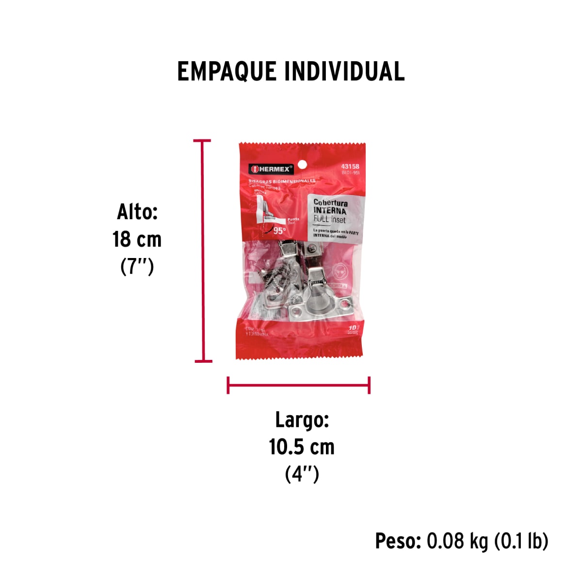 Bisagra Cangrejo Interior 95°Cobertura Completa C/2 43158 Hermex5