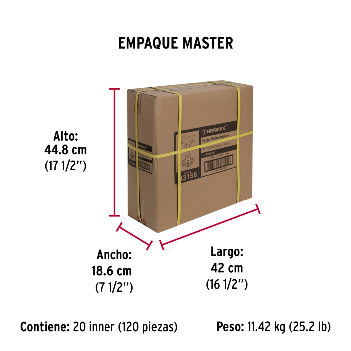 Bisagra Cangrejo Interior 95°Cobertura Completa C/2 43158 Hermex7