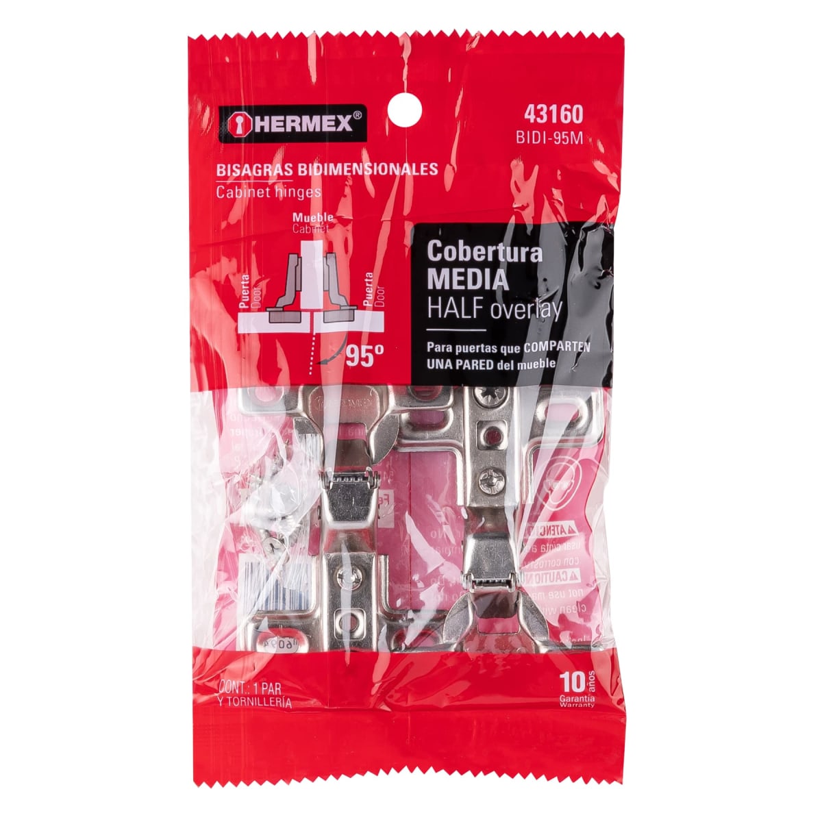 Bisagra Cangrejo Central 95°Cobertura Completa C/2 43160 Hermex8