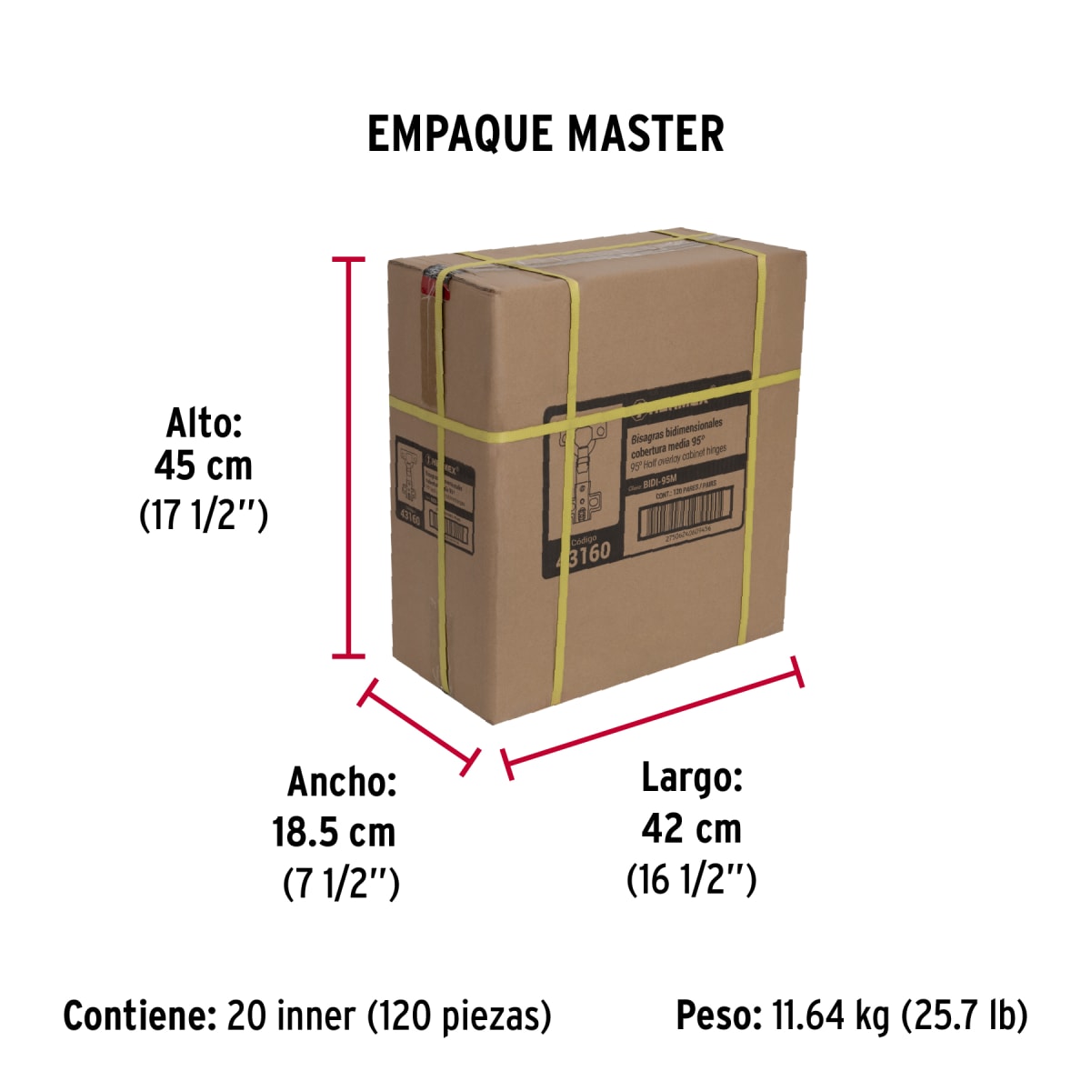 Bisagra Cangrejo Central 95°Cobertura Completa C/2 43160 Hermex7