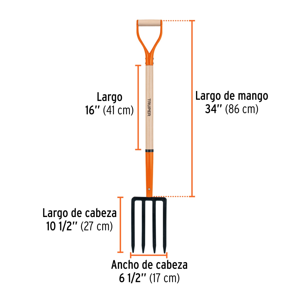 Bieldo Para Jardín De 4 Dientes Con Mango 34