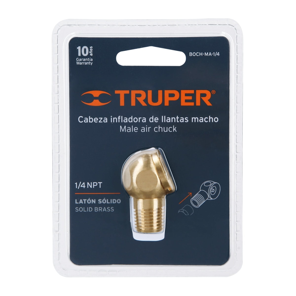 Cabeza infladora de llantas, macho, cuerda 1/4 npt3