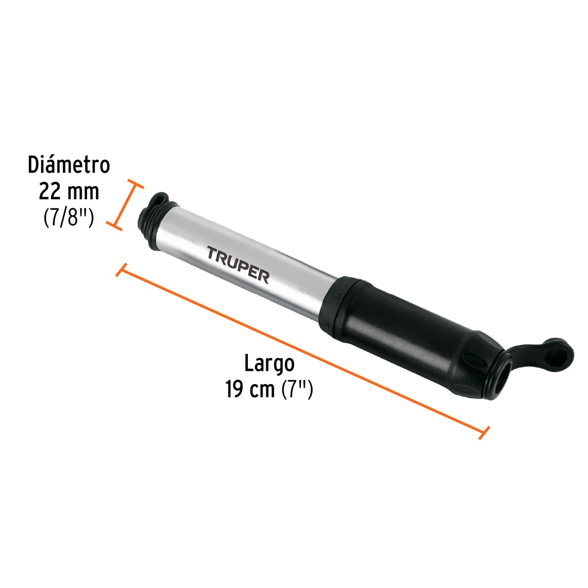 Mini inflador manual de aluminio para bicicleta, 75 psi Truper 119972