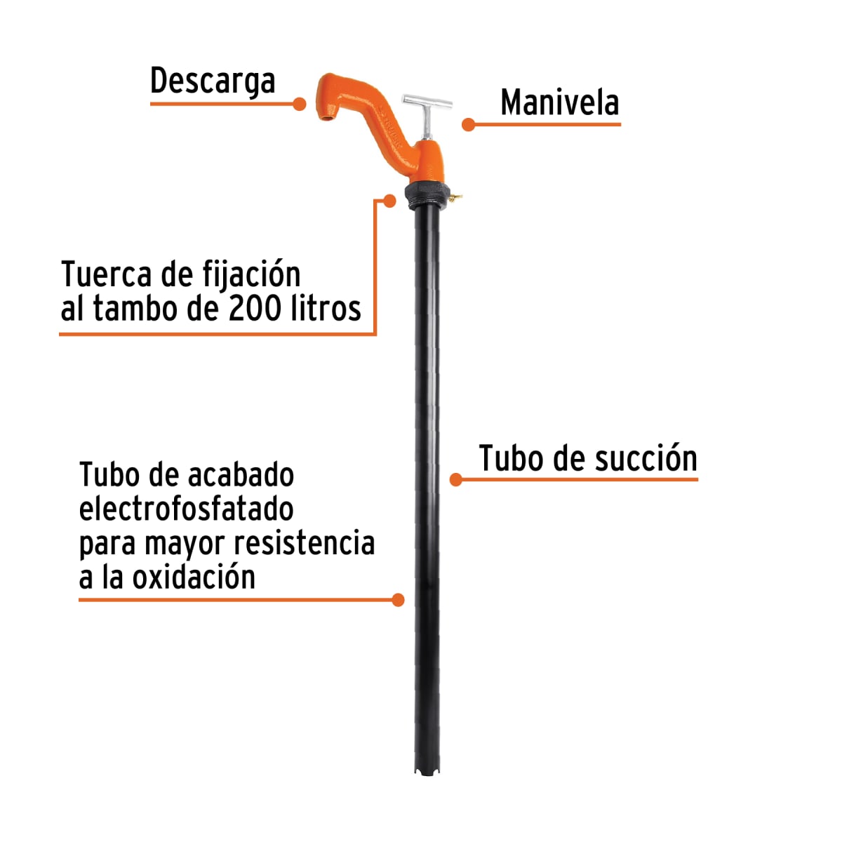 Bomba extractora de solventes con manivela tipo 'T' Truper 168532