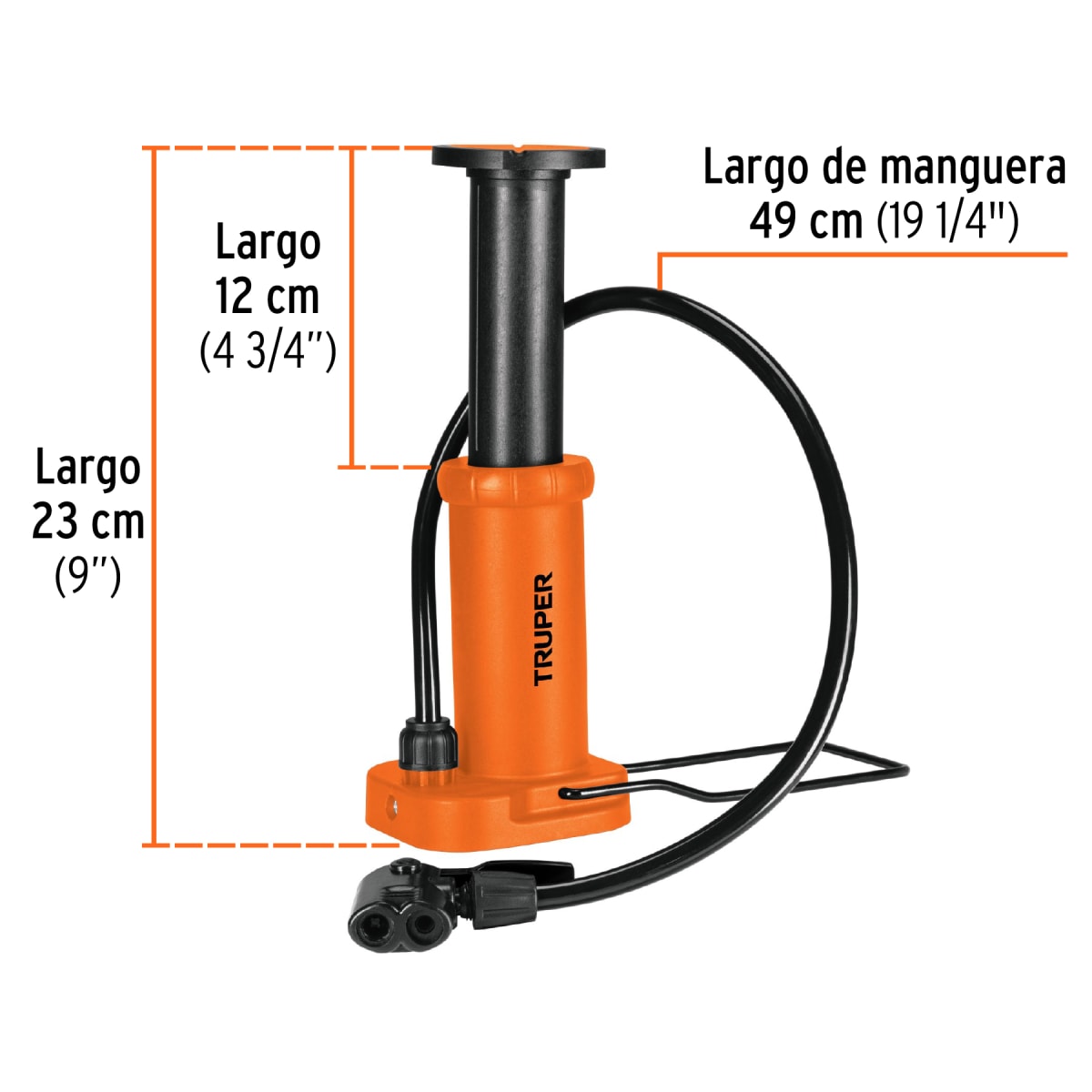 Inflador De Pedal Para Bicicleta Pelota 60 PSI Truper 1016673