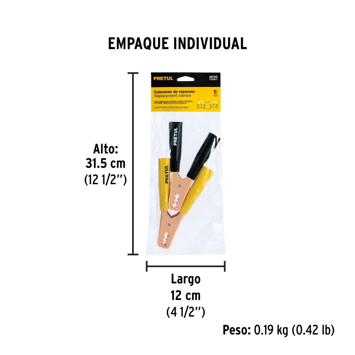 Pinzas Cocodrilo Para Cable De Batería 125 Amp Pretul 201234