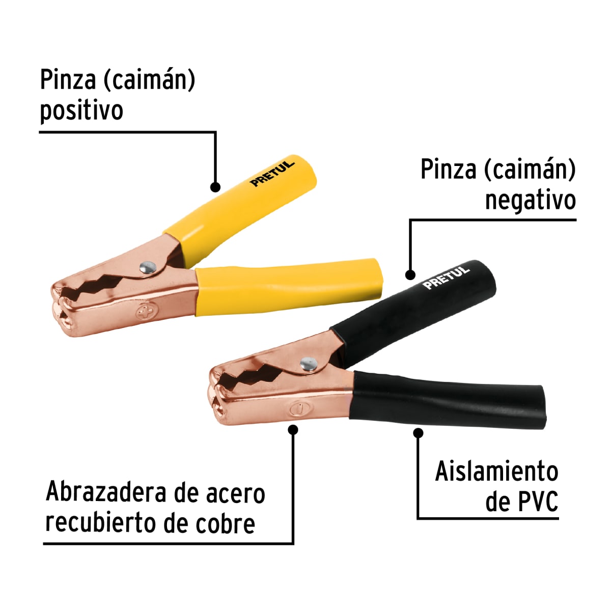 Pinzas Cocodrilo Para Cable De Batería 125 Amp Pretul 201233