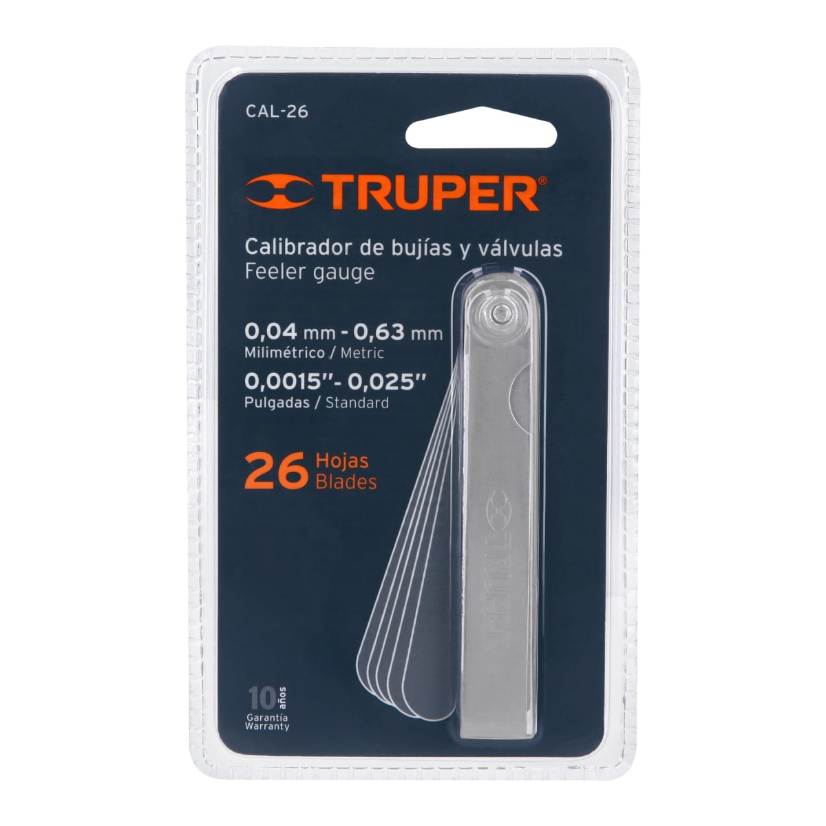 Calibrador De Bujías y válvulas 26 hojas STD / MM Truper 143964