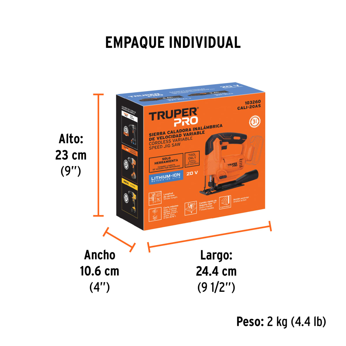 Sierra Caladora Inalámbrica 20Vol Sin Bat Truper 1032604