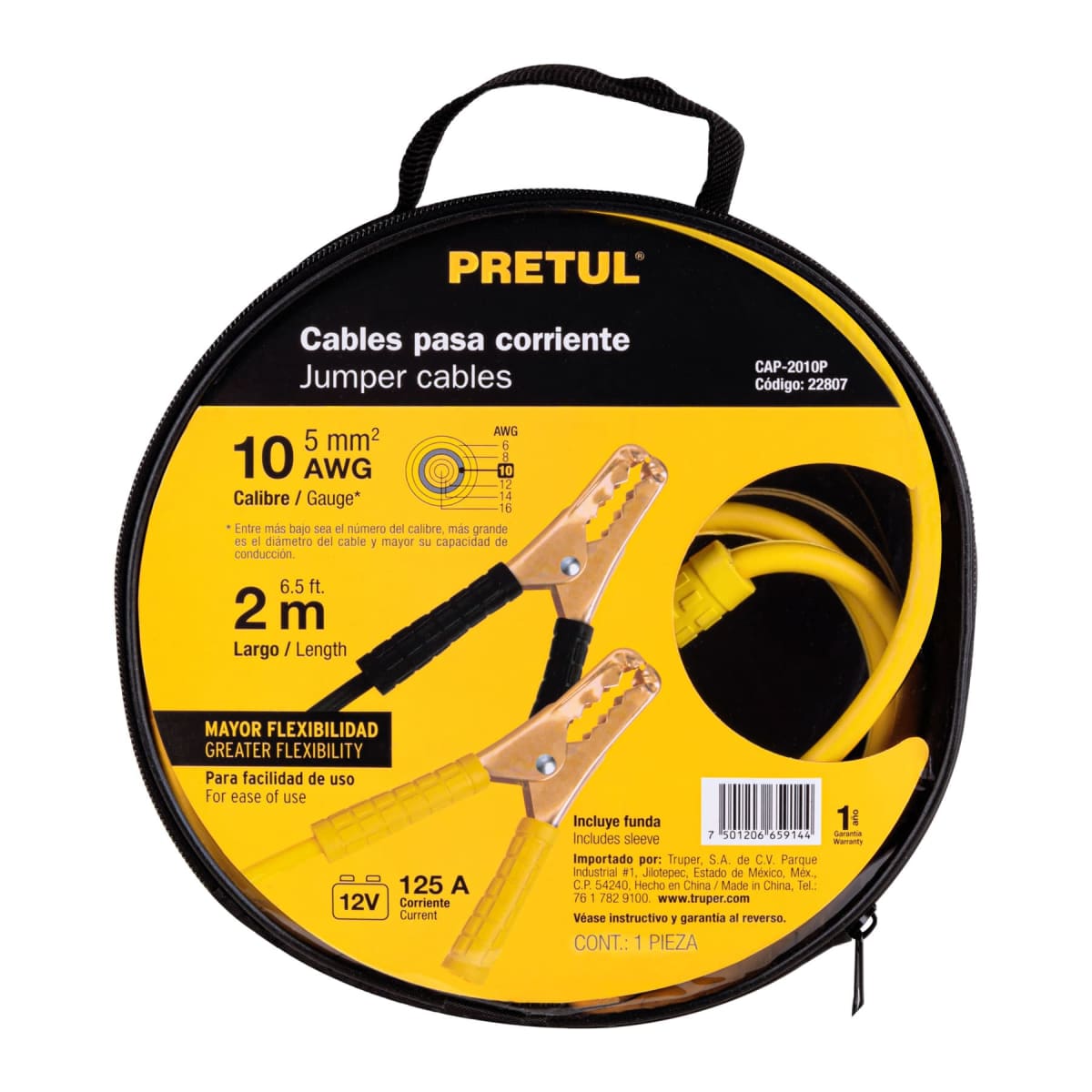 Cables pasa corriente de bateria 10 awg 2 Mts Pretul6