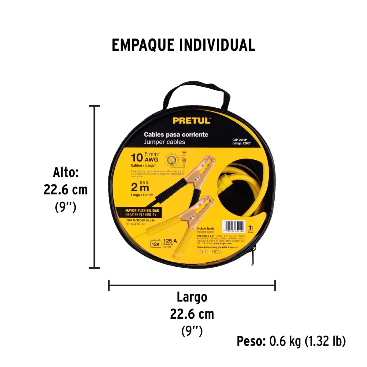 Cables pasa corriente de bateria 10 awg 2 Mts Pretul8