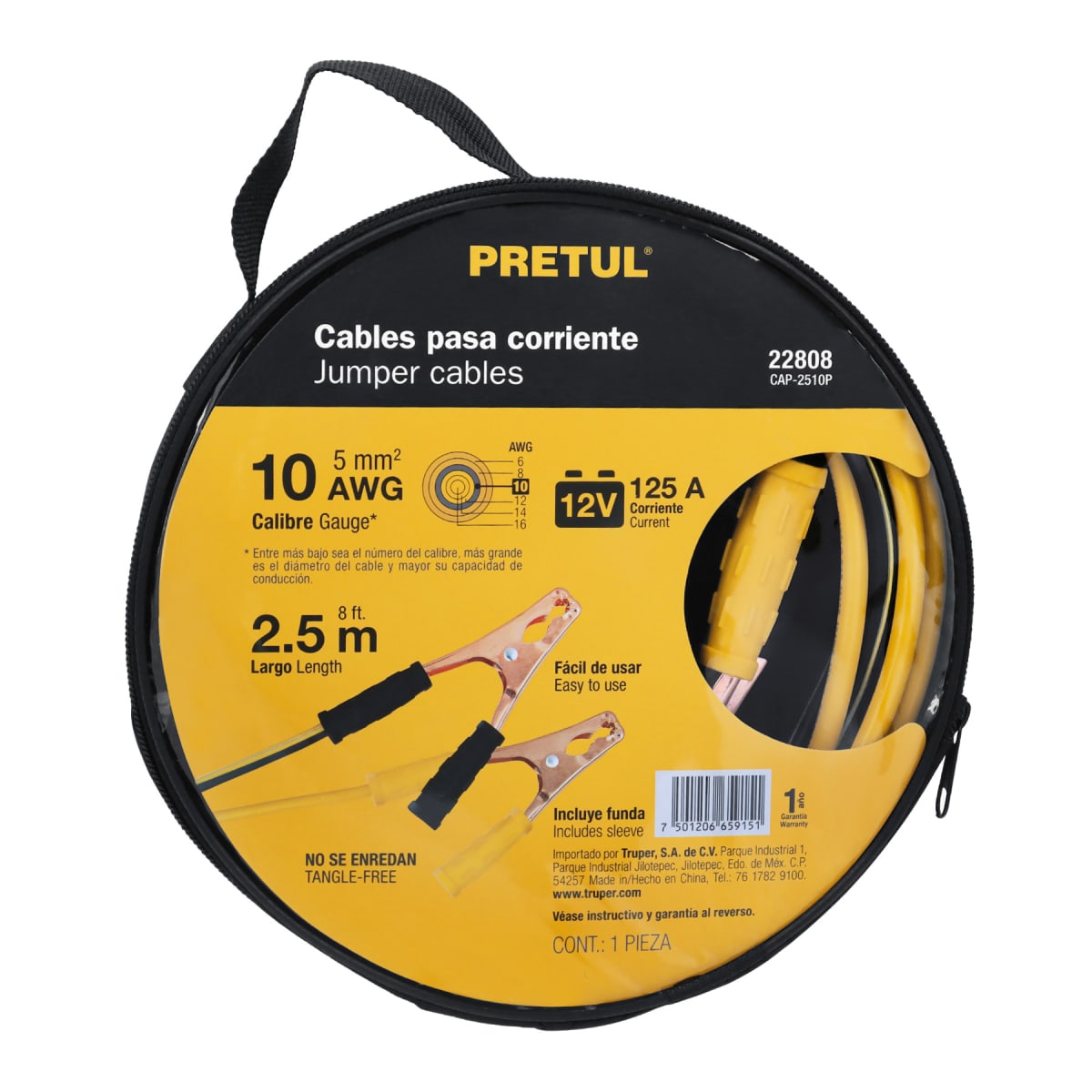 Cables pasa corriente de bateria 10 awg 2.5 con funda Pretul 228086