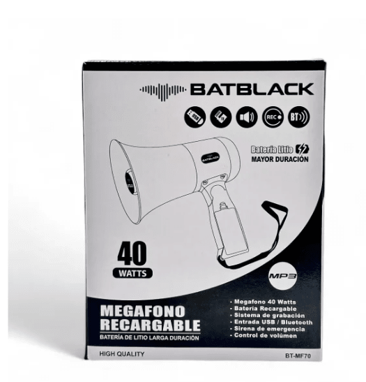 Megafono Recargable 40W Usb-Bluetooth Batblack BT-MF707