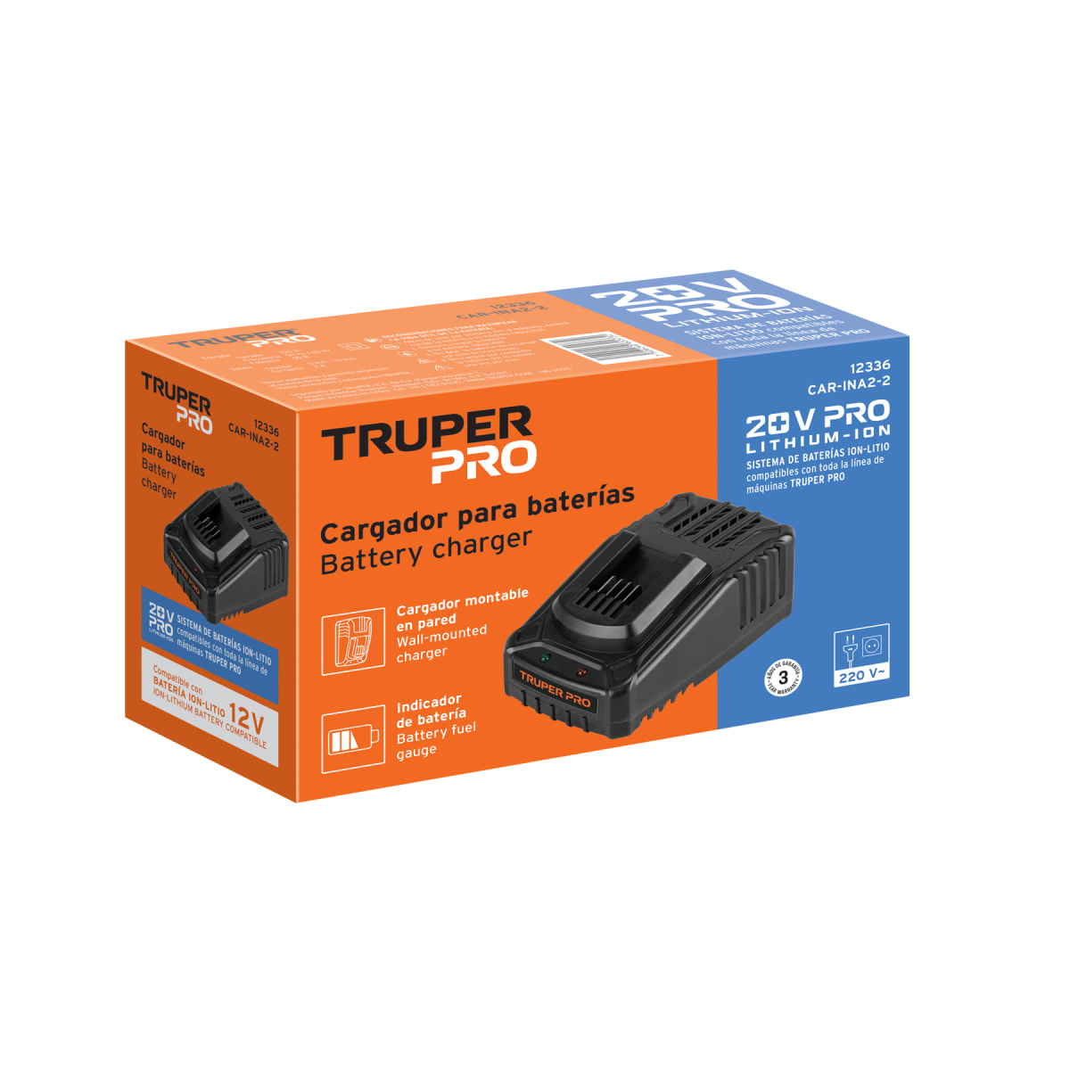 Cargador de Batería Ion de Litio 12V / 20V Truper 123363