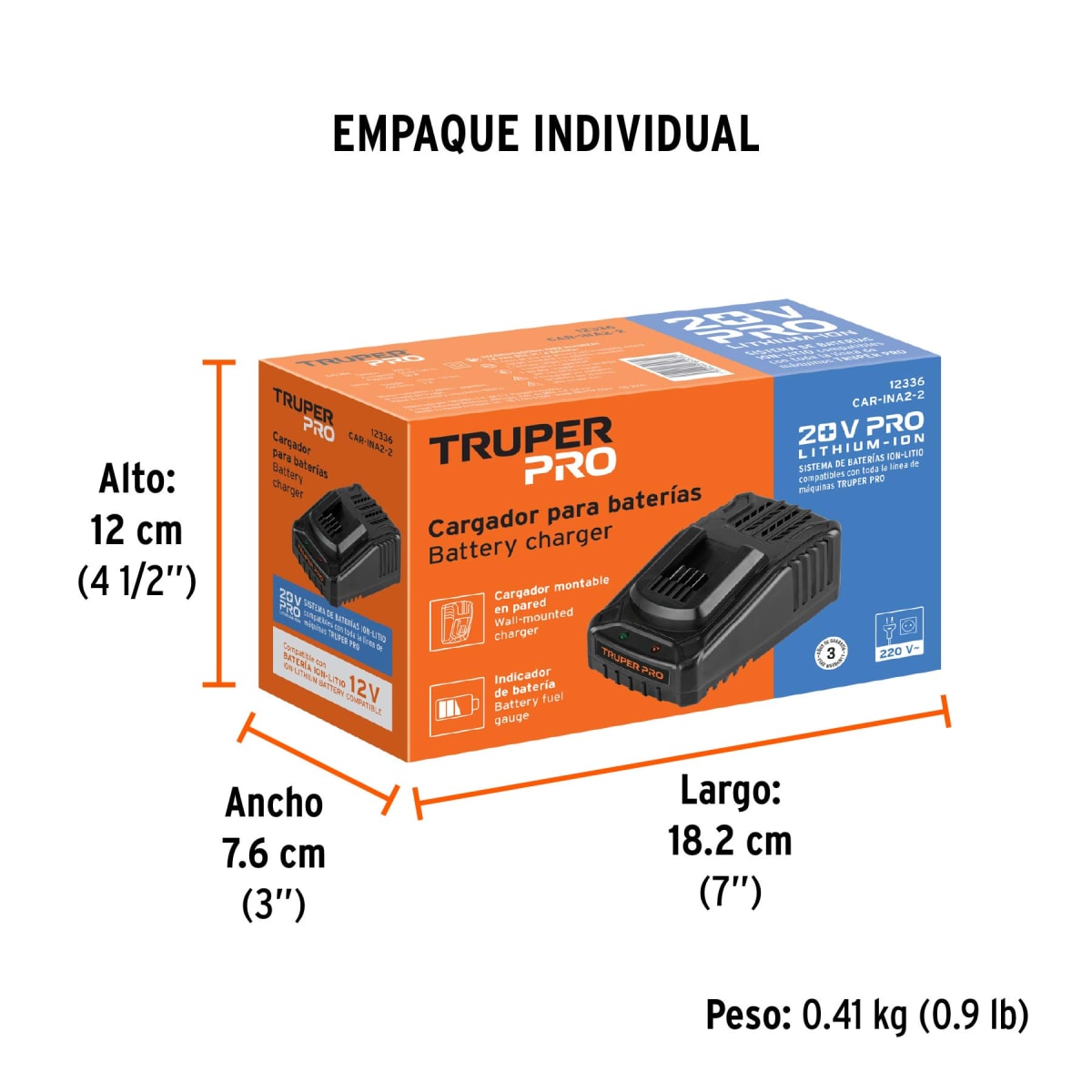 Cargador de Batería Ion de Litio 12V / 20V Truper 123364