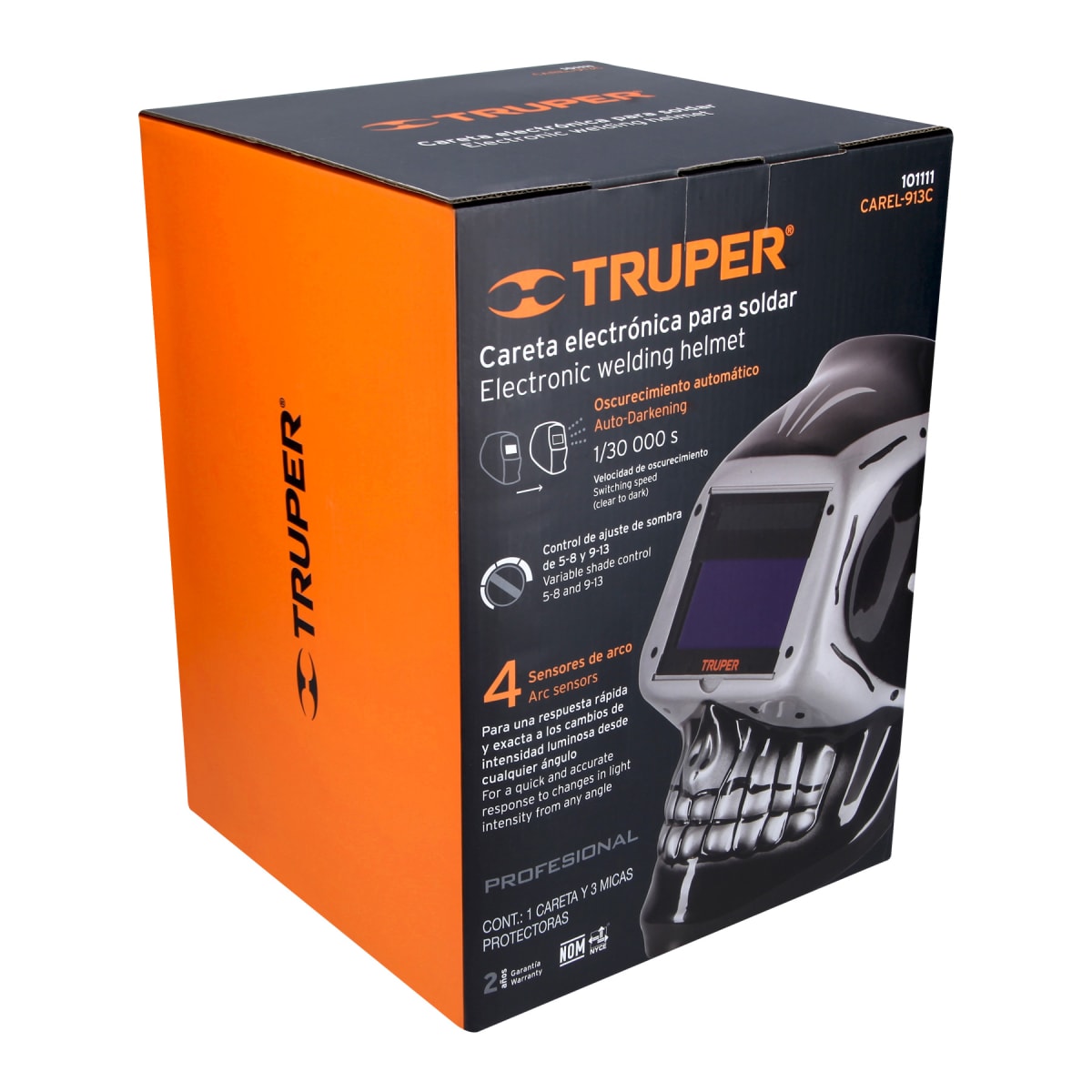 Careta para soldar electrónica, Modelo Calavera, Sombra 9 A 134